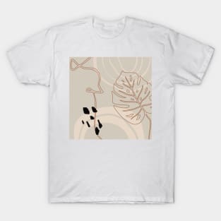 Monstera and Abstract Shapes #minimalism #digitalart T-Shirt